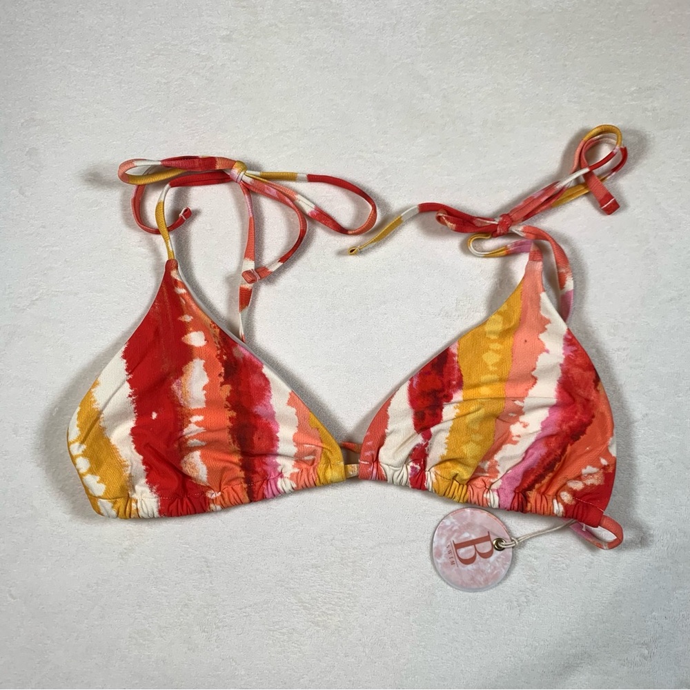 B.SWIM Tulum Tie Tri Swimsuit Bikini Top, Large
